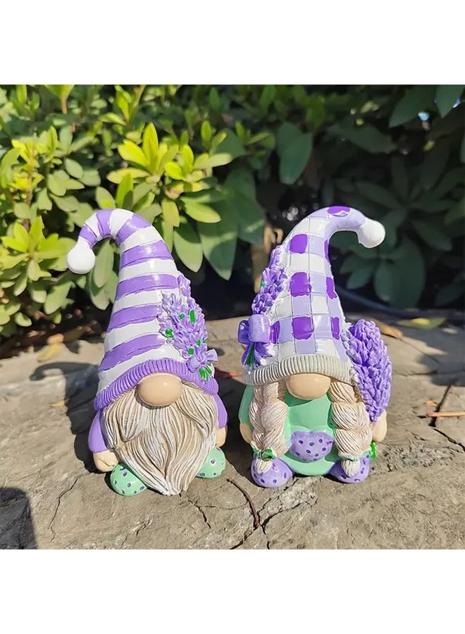 Lavender Love Gnome Couple Cartoon Cowboy Resin Decorative Ornaments For Bedroom Entrance - Image 1